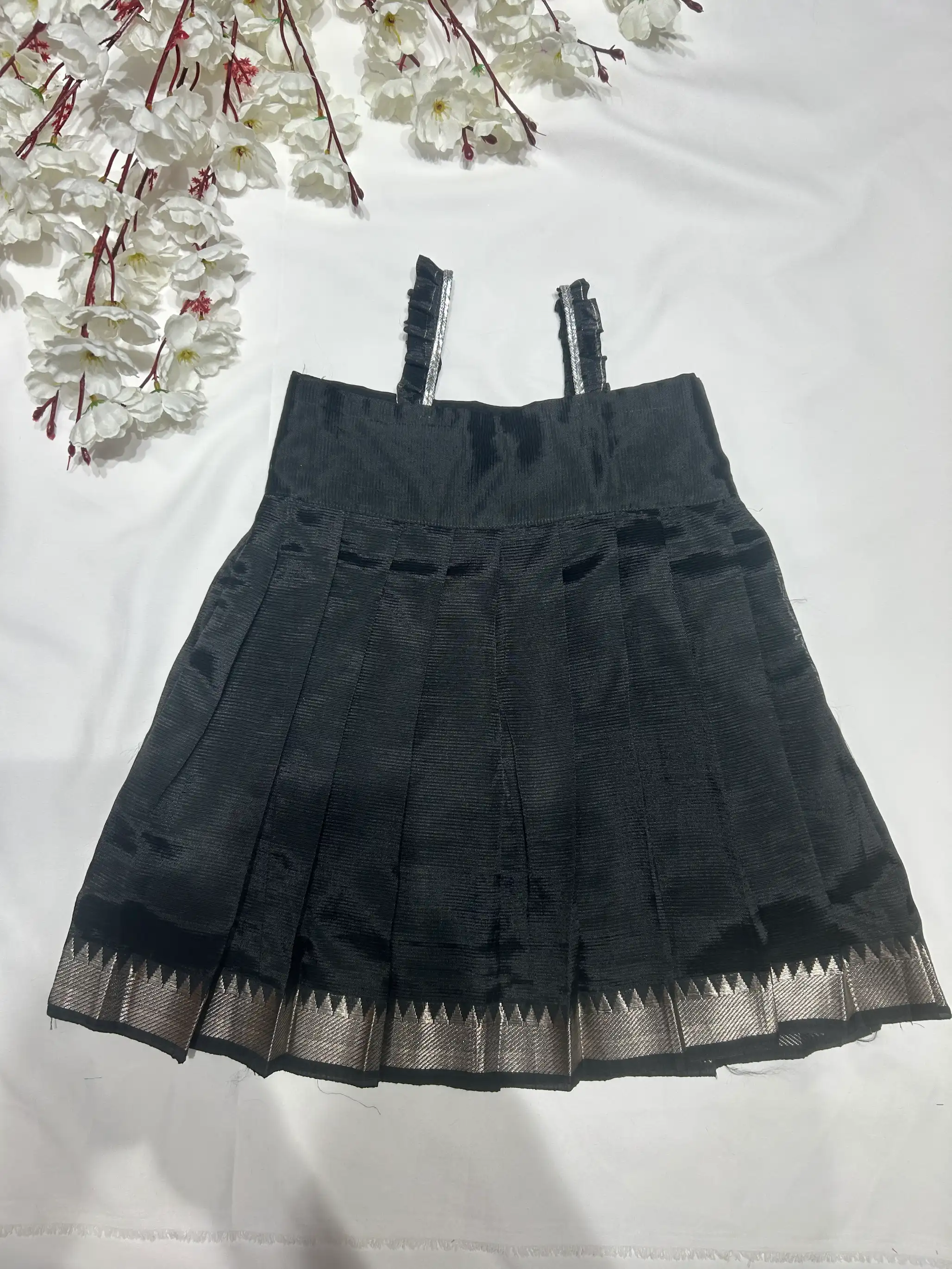 Mangalagiri Pattu Silver Border Frock